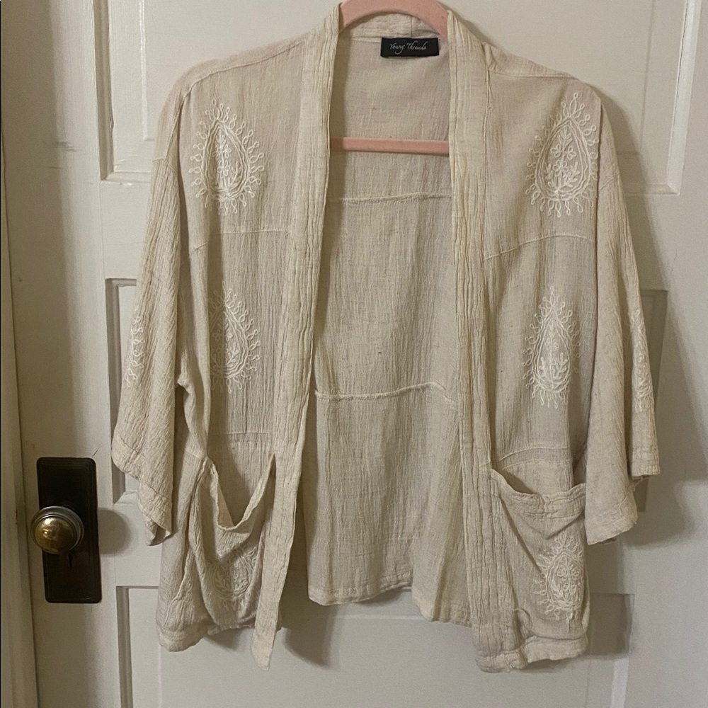 Ivory Kimono Cardigan by Young Threads